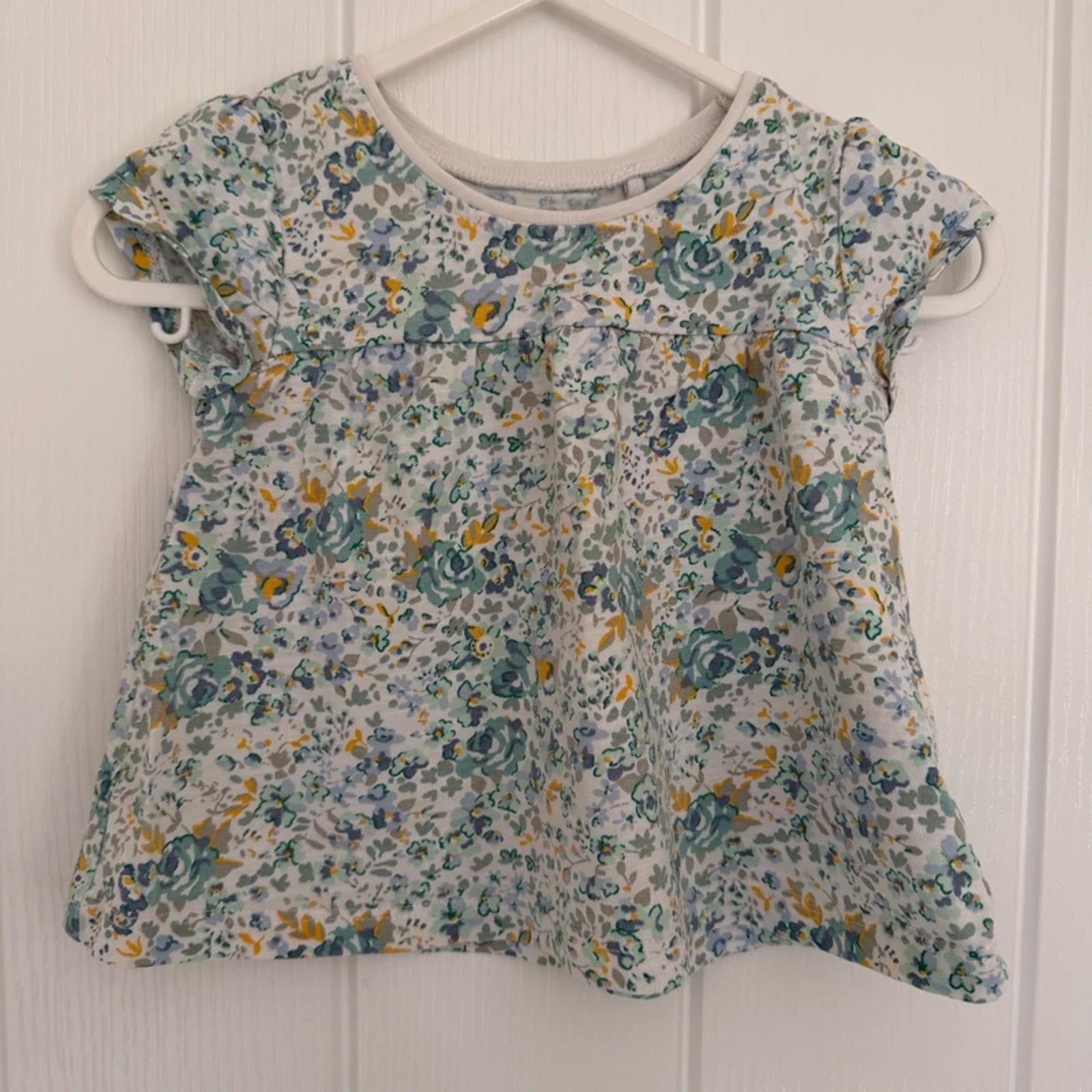 Baby girl 3-6 Months Next Blue Floral Short Sleeve Top (42 27)