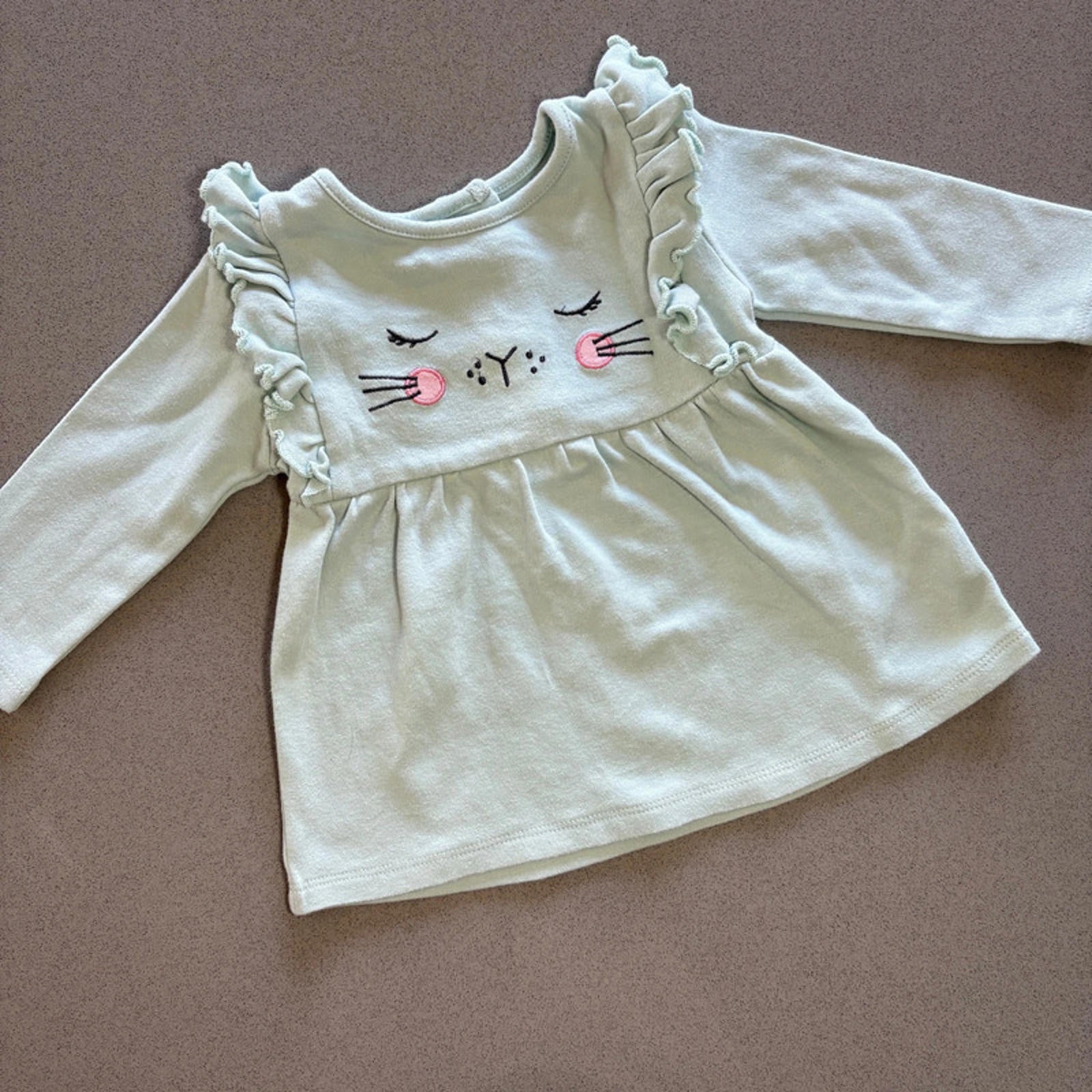 Baby Girl 0-3 months Lullaby Green Sleeping Animal Dress with Ruffles (41 23)