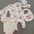 Baby Girl 0-3 months Rock A Bye Baby 5 Piece Layette Set Floral (56a)