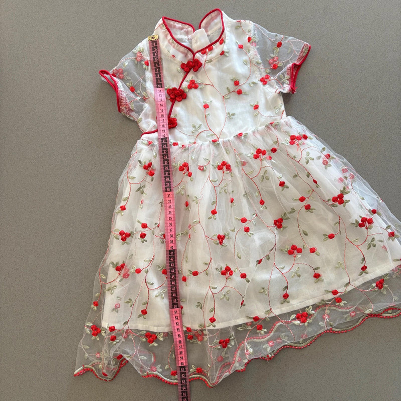 Girl age 3 White Red Oriental Style Party Occasion Dress (52 23)