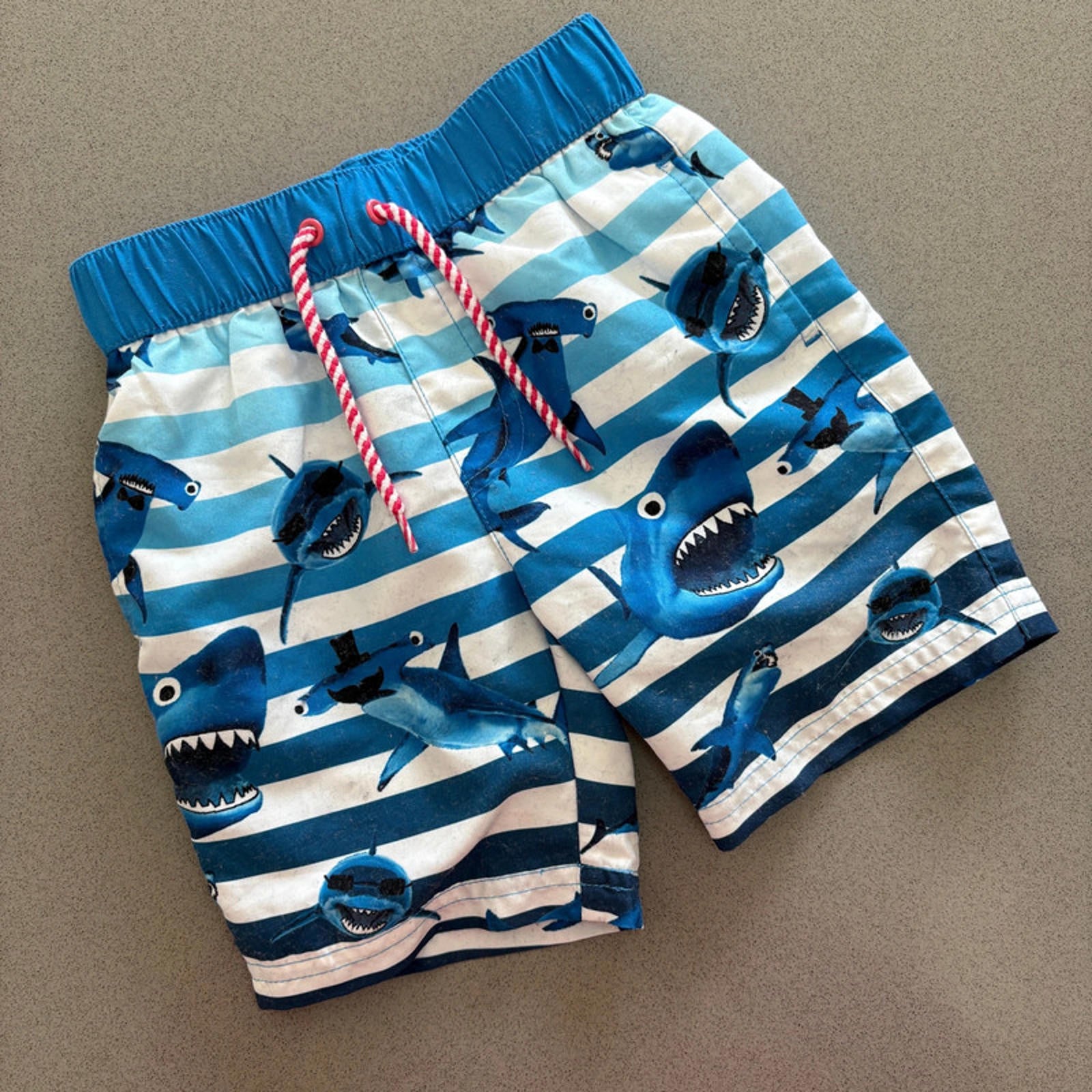 Boy age 12-18 months Mothercare Blue White Shark Swimming Trunks (30 03)
