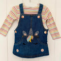 Baby Girl 3-6 months F&F Blue Denim Unicorn Pinafore Dress Set (15 32)