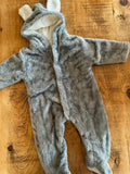 Baby Boy Girl Unisex 9 months Grey One Piece Faux Fur Hooded Pramsuit (53 33)