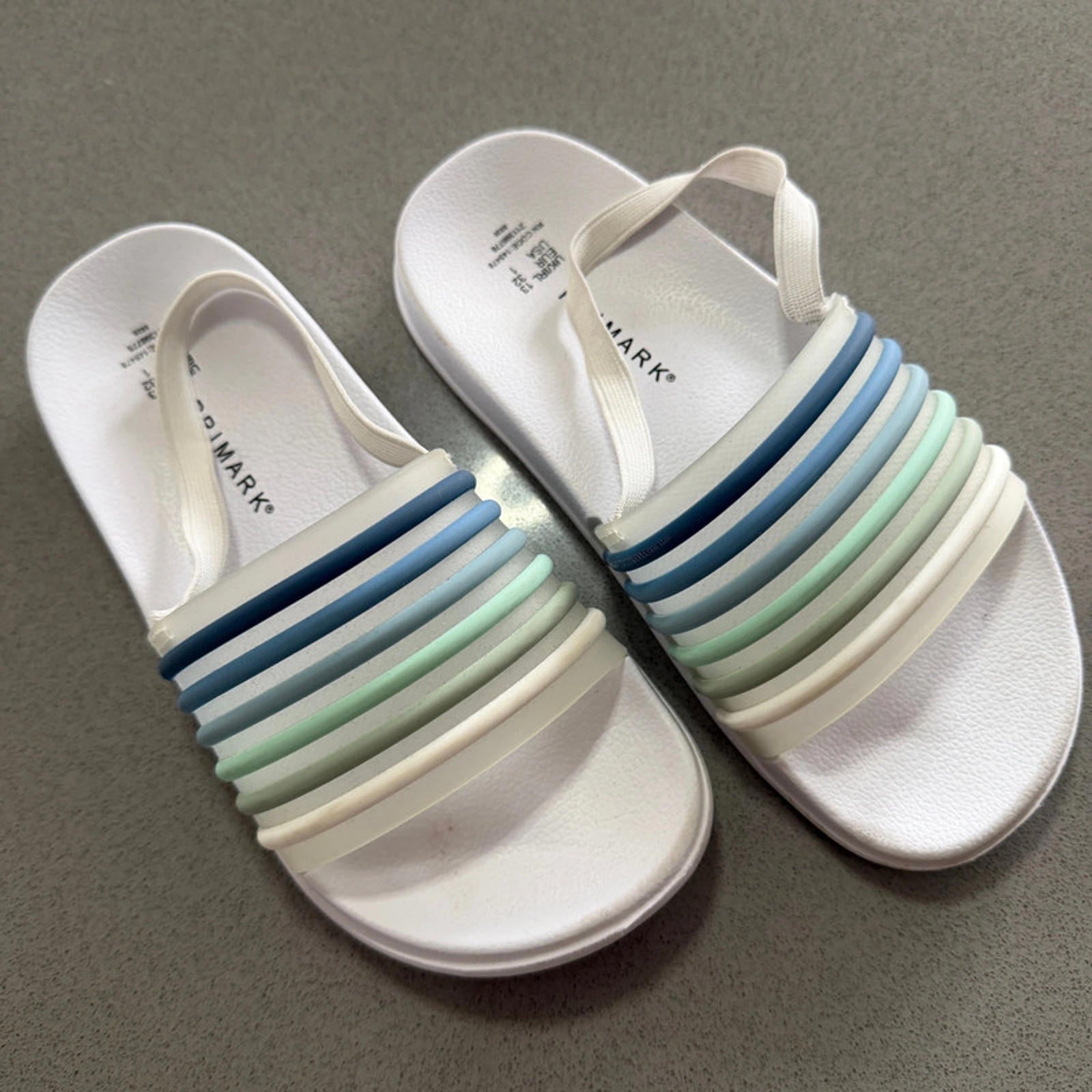 Boy Size 13 Primark White Blue Slider Shoes (29 13)