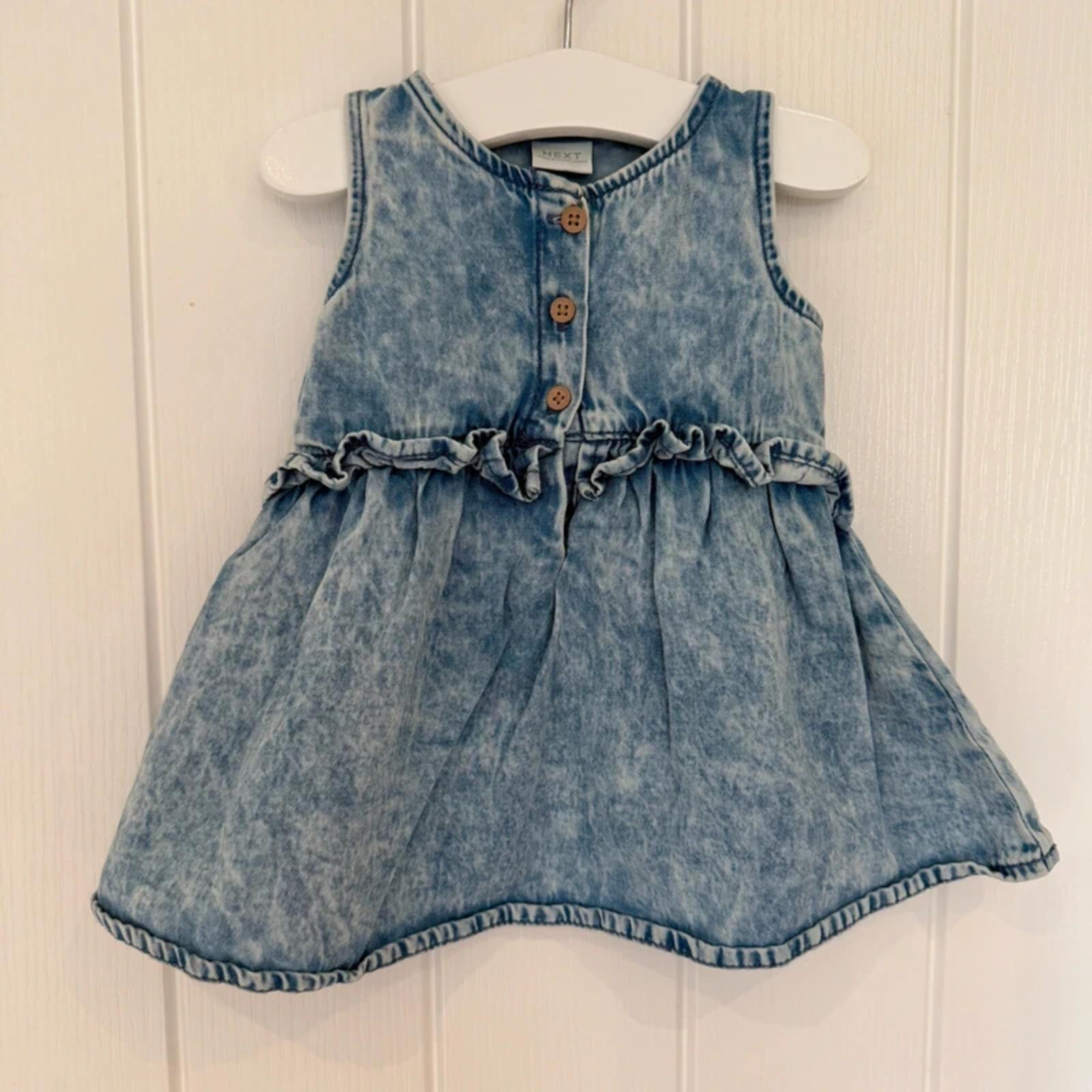 Baby Girl 3-6 months Next Blue Denim Sleeveless Dress (17 30)