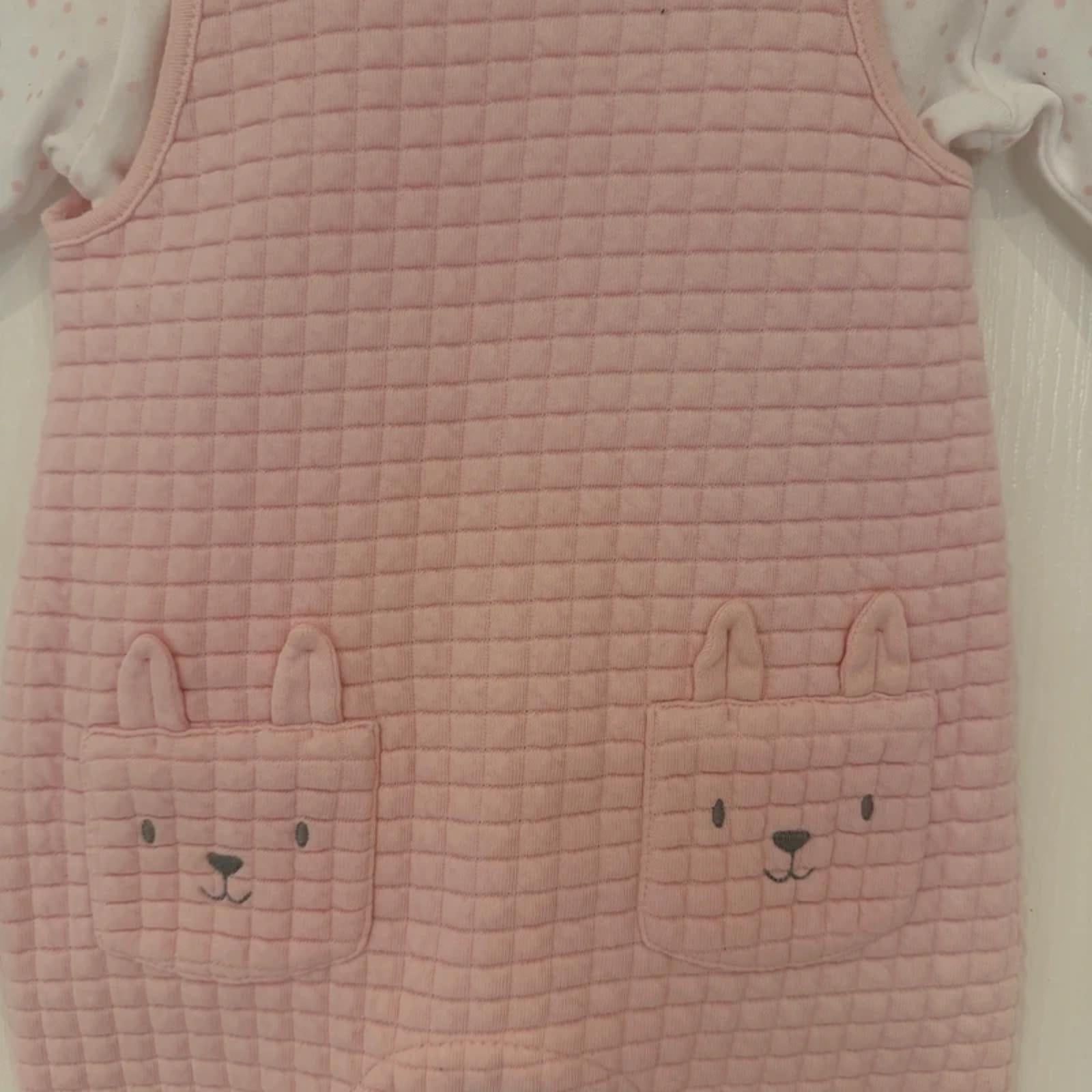 Baby Girl 0-3 months Nutmeg Pink Bear Dungaree Set (24 19)