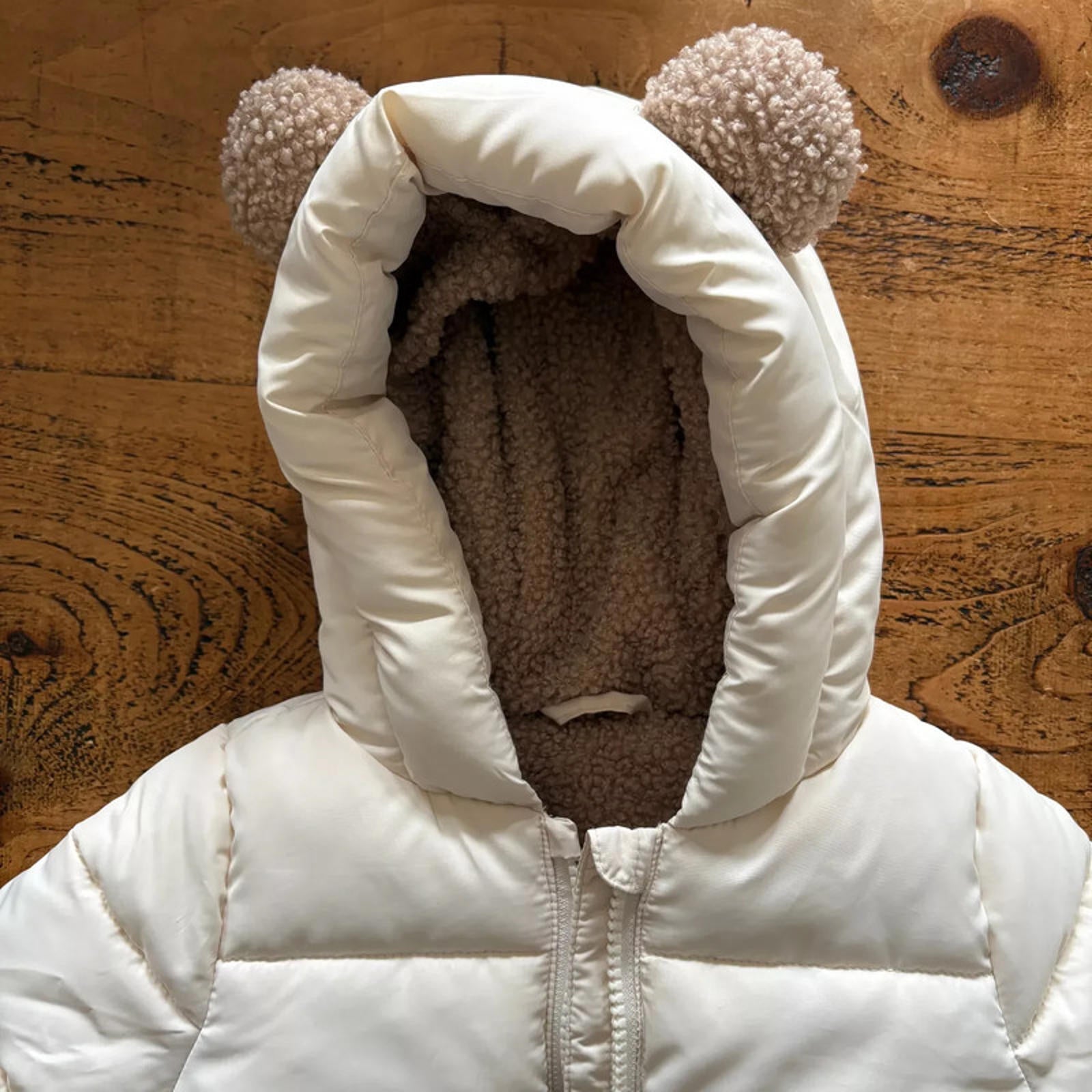 Baby Girl 3-6 months Matalan Cream Bear Winter Coat Anorak Puffer (30 23}