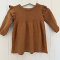 Baby Girl 3-6 months F&F Brown Knitted Dress with Ruffles (26 14)