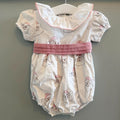 Baby Girl 9 months Sal & Pimenta White Pink Christmas Collared Romper (27 21)