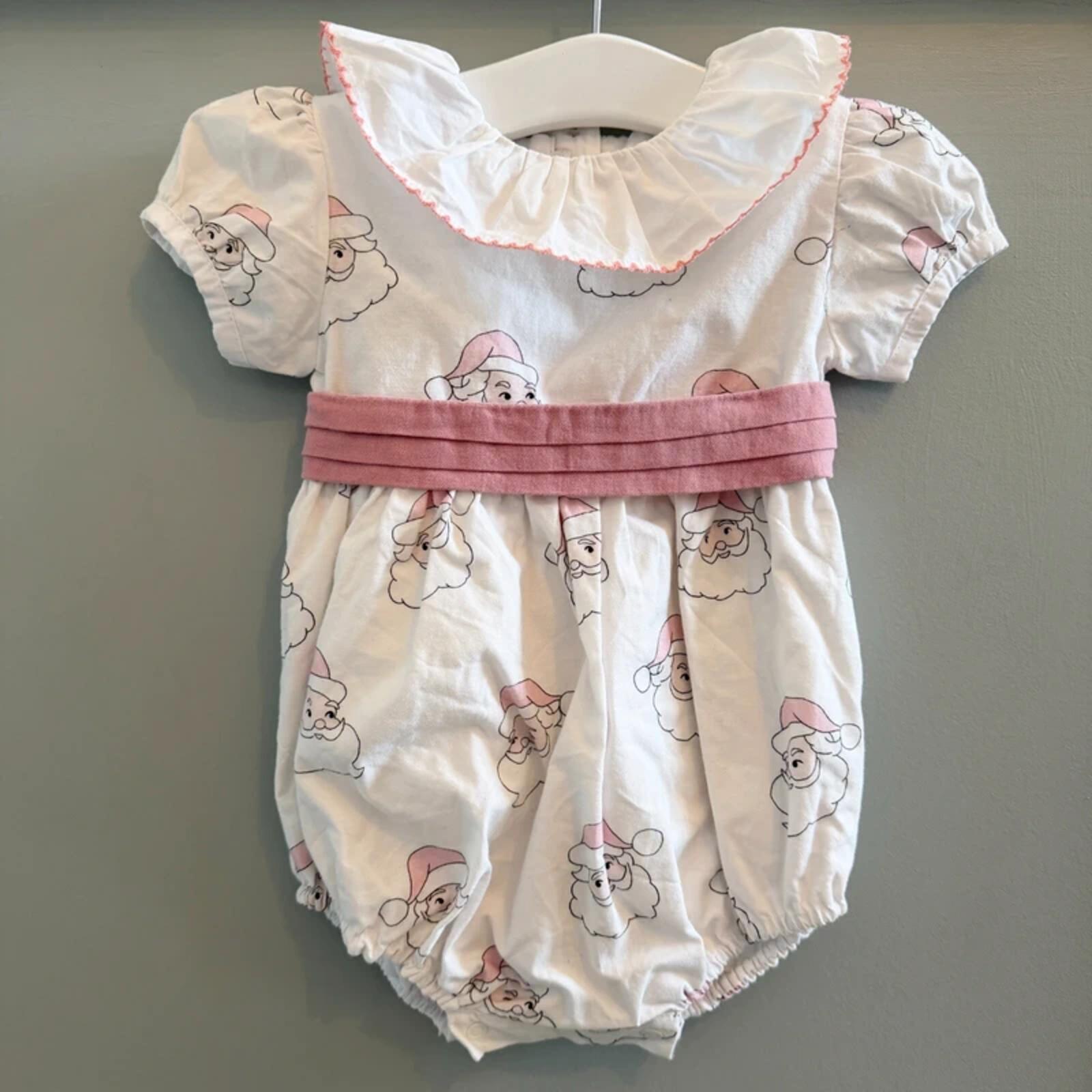 Baby Girl 9 months Sal & Pimenta White Pink Christmas Collared Romper (27 21)
