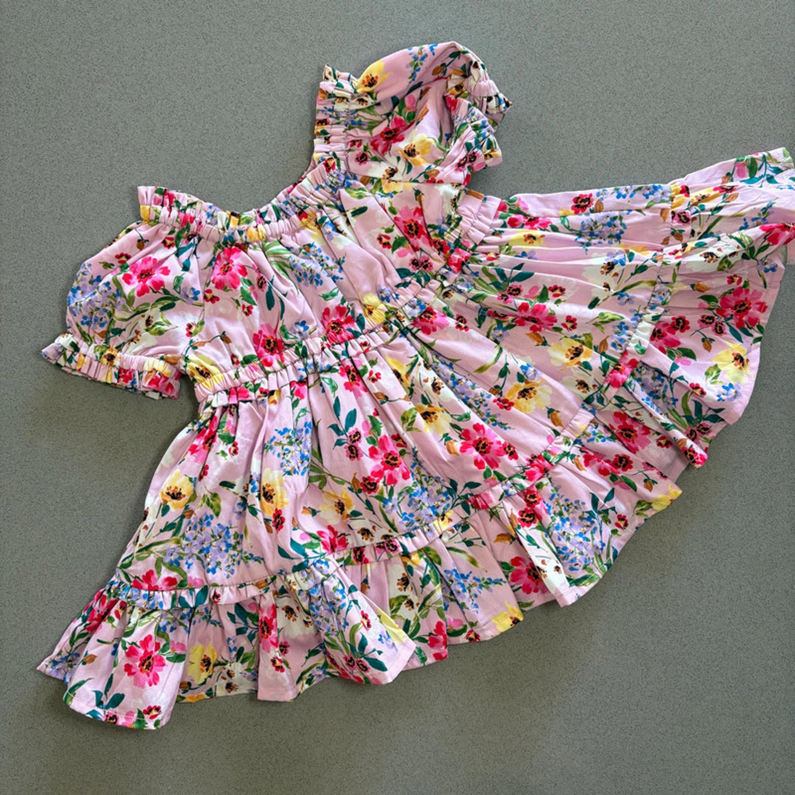 Baby Girl 3-6 months Monsoon Pink Floral Lined Short Sleeve Dress (38 29)
