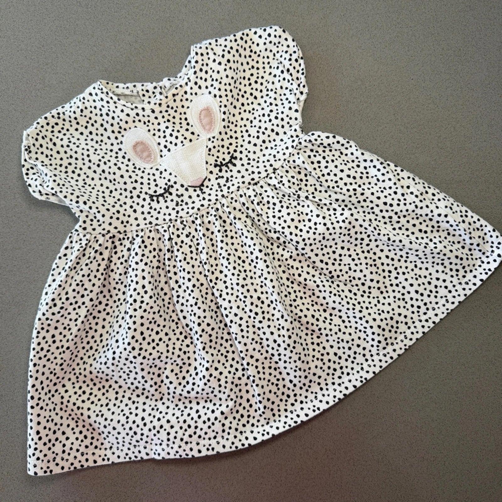 Baby Girl 0-3 months Next White Black Animal Applique Dress (26 27)