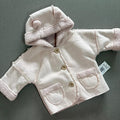 Baby Girl 0-3 months Matlan Faux Suede Pink Hooded Coat Jacket BNWT New (37 02)