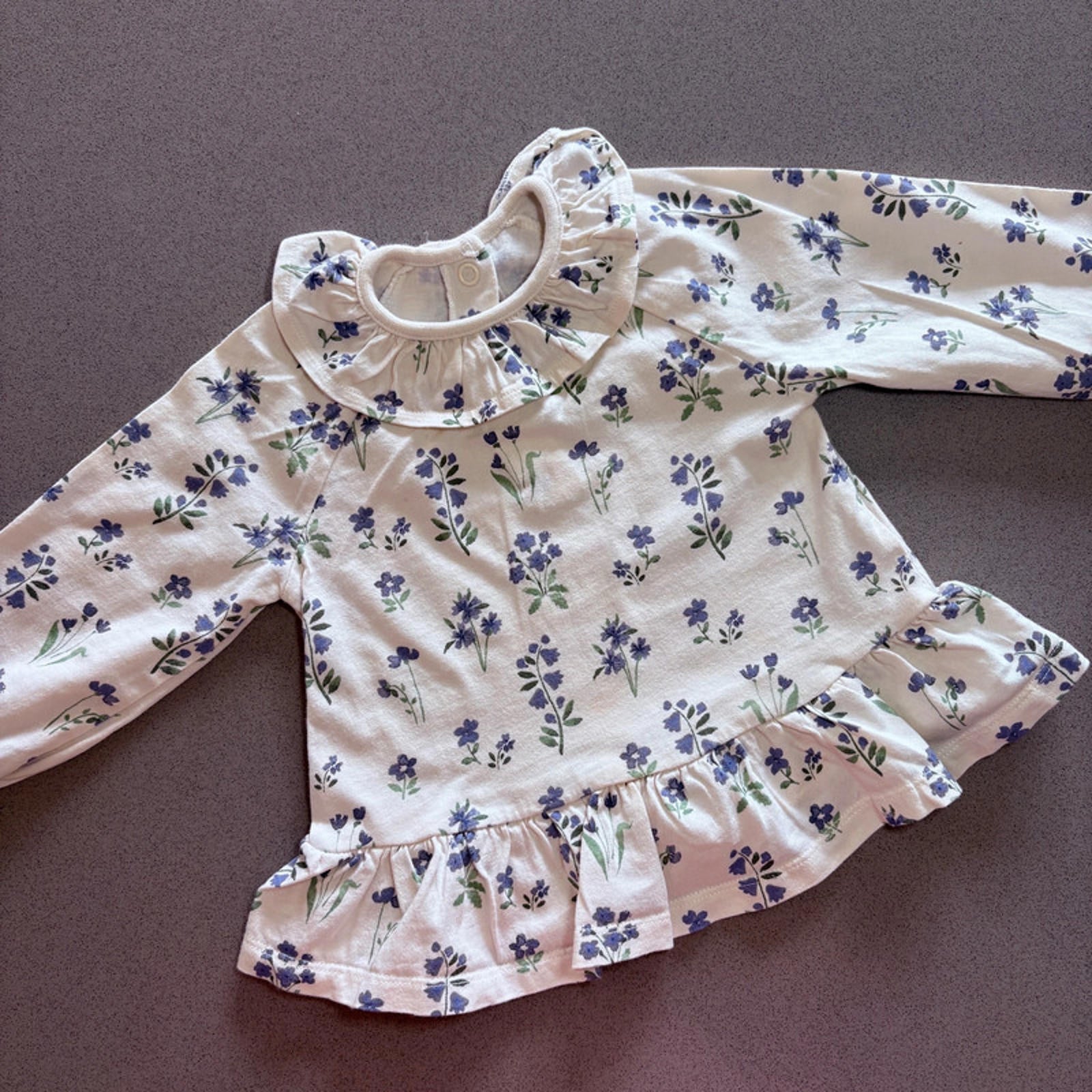 Baby Girl 9-12 months George Cream Tunic with Ruffles & Floral Design (28 18)
