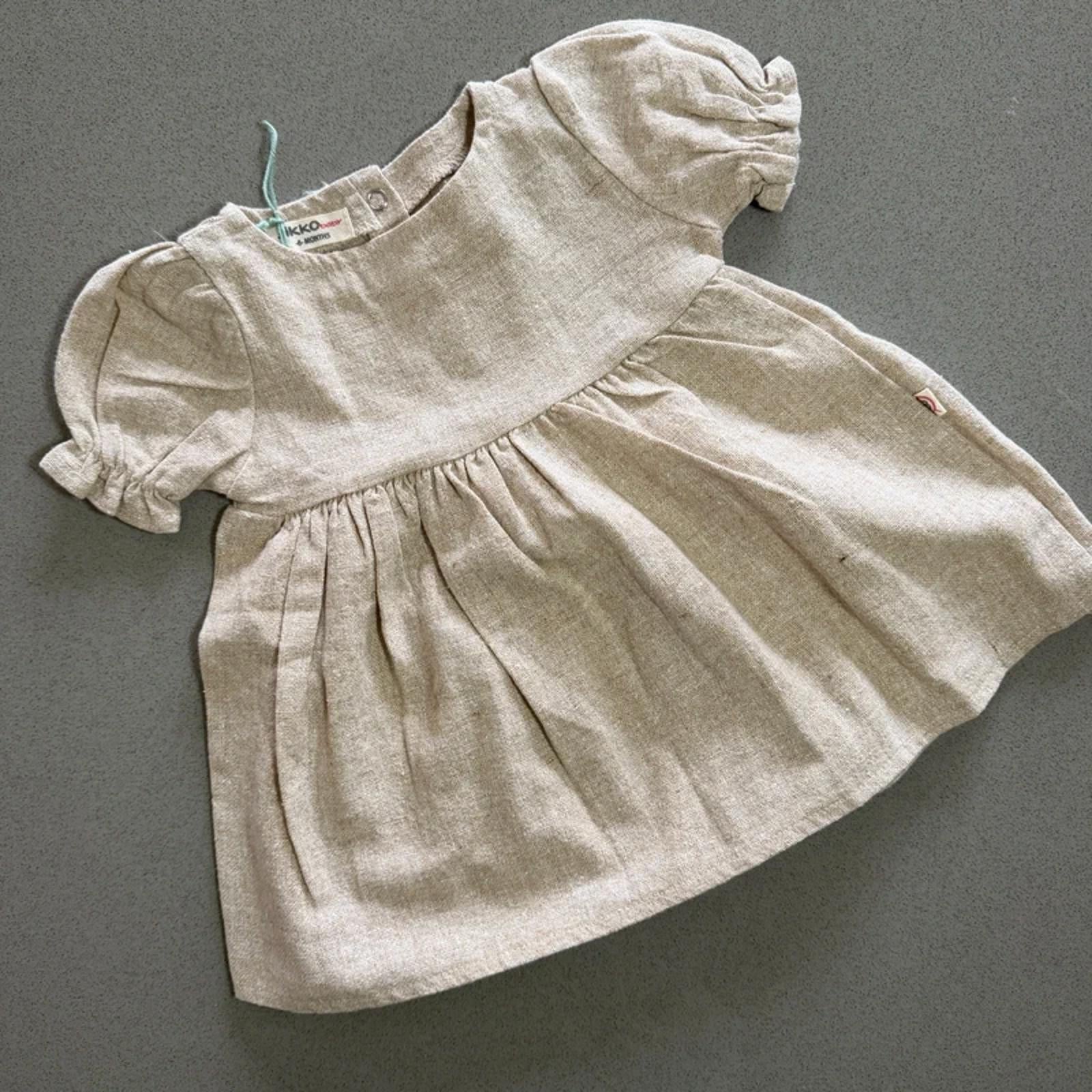 Baby Girl 6 months Jikko Beige Short Sleeve Dress Unworn (63 13)