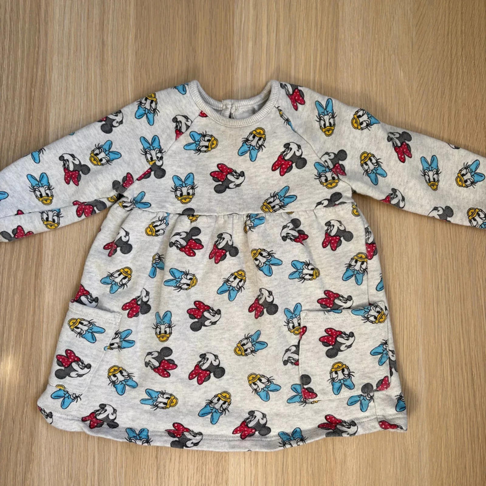 Baby Girl 6-9 months Disney Grey Thick Daisy and Minnie Long Sleeve Dress (5115)