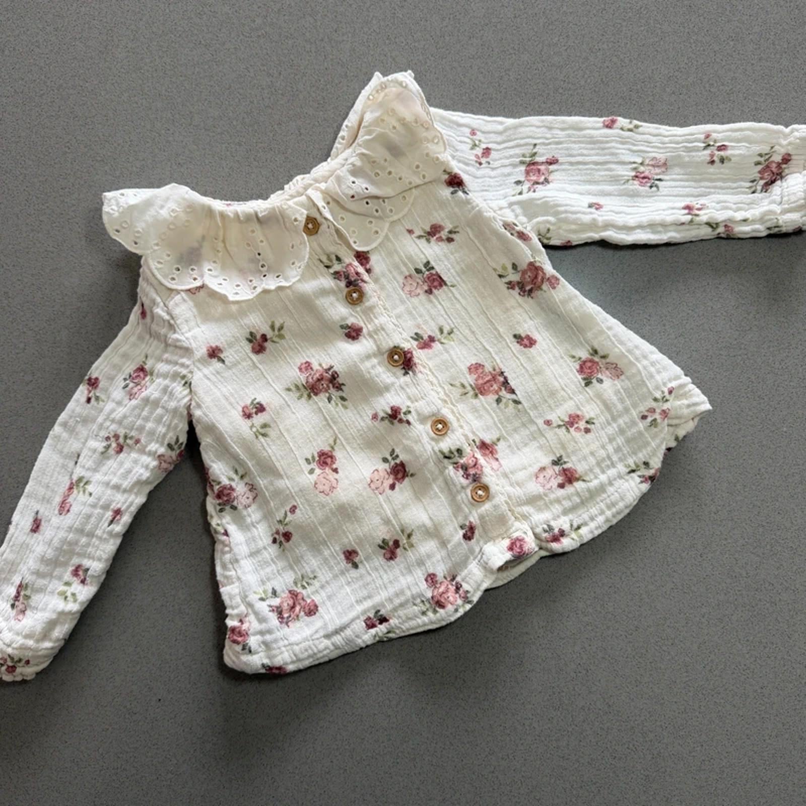 Baby Girl 6-9 months TU Cream Floral Lined Collared Top (61 35)