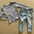 Baby Girl 9-12 months Primark Blue Skinny Jeans & Long Sleeve Ribbed Top (15 20)