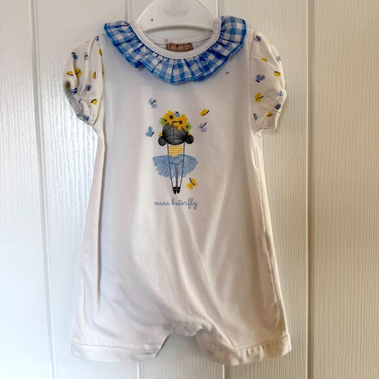 Baby Girl 9 months Cassiope White Blue Ballerina Romper (24 11)