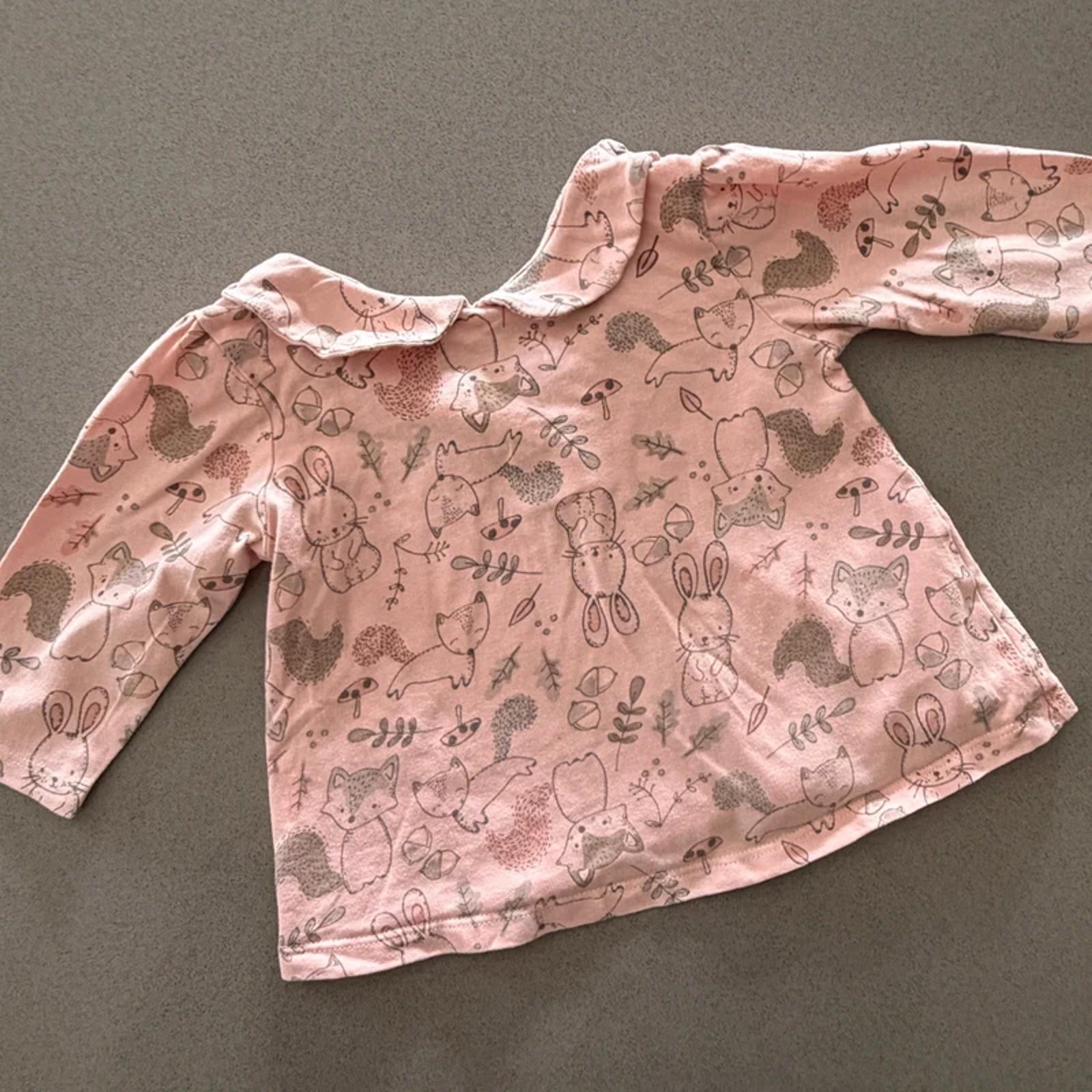 Baby Girl 6-9 months Matalan Pink Animal Collared Top (63 04)