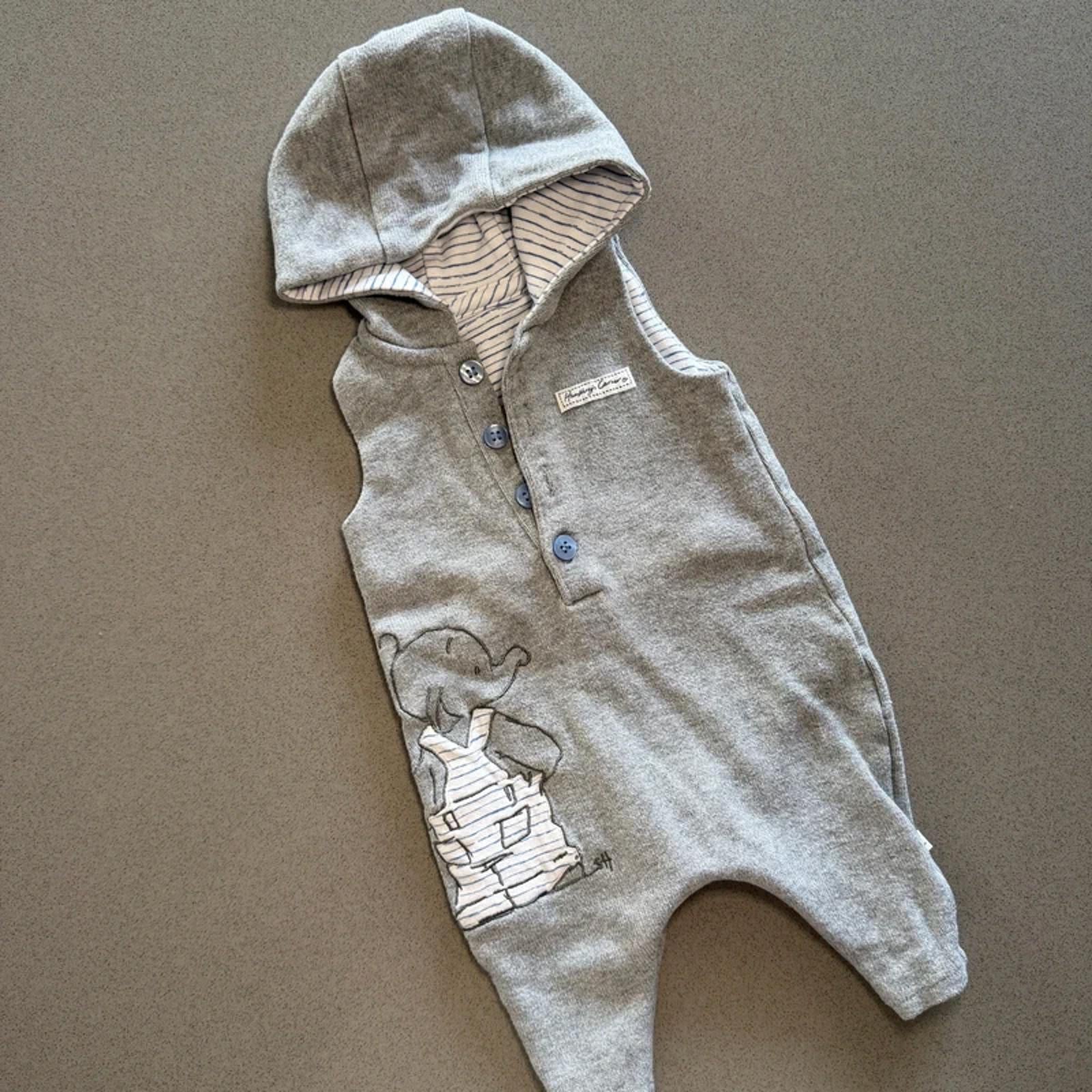 Baby Boy Newborn Grey Mothercare Humphry's Corner Hooded Romper (31 32)