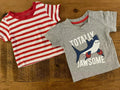 Baby Boy 0-3 months Primark 2 Colourful Short Sleeve T-shirts Shark Stripes VGC