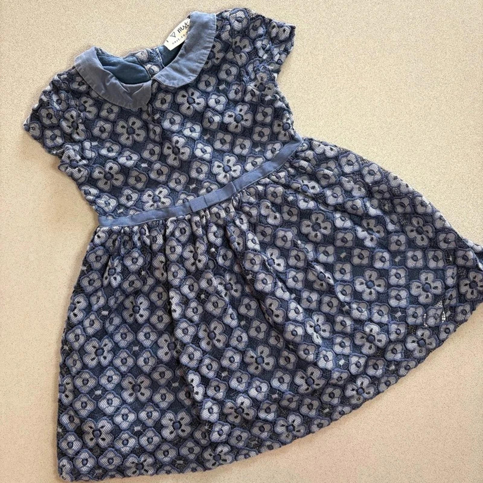 Baby Girl 18-24 months Next Blue Lace Collared Occasion Dress (52 01)