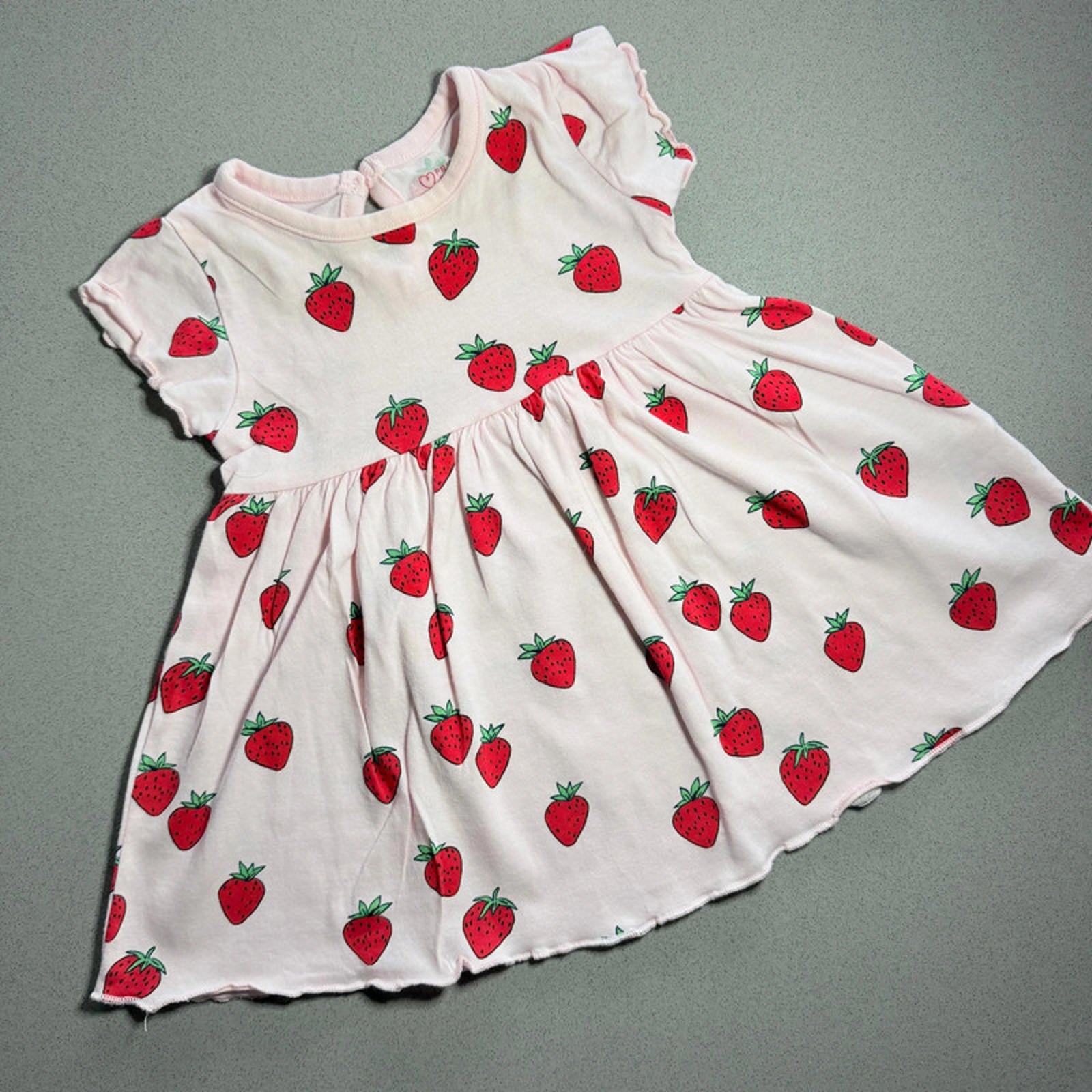Baby Girl 3-6 months Primark Pink Short Sleeve Strawberry Dress (60 12)