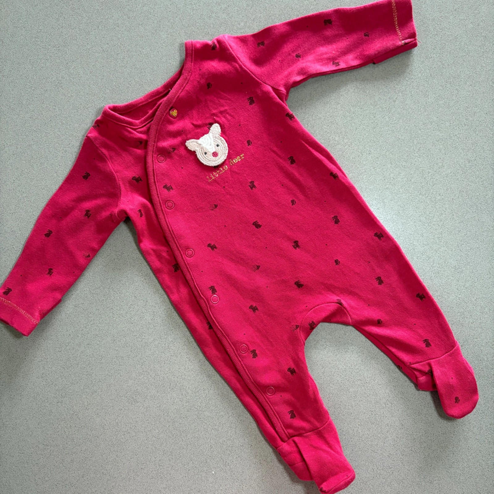 Baby Boy Girl Unisex 1 month 4.5 kg Mothercare Red Little Deer Babygrow (33 01)