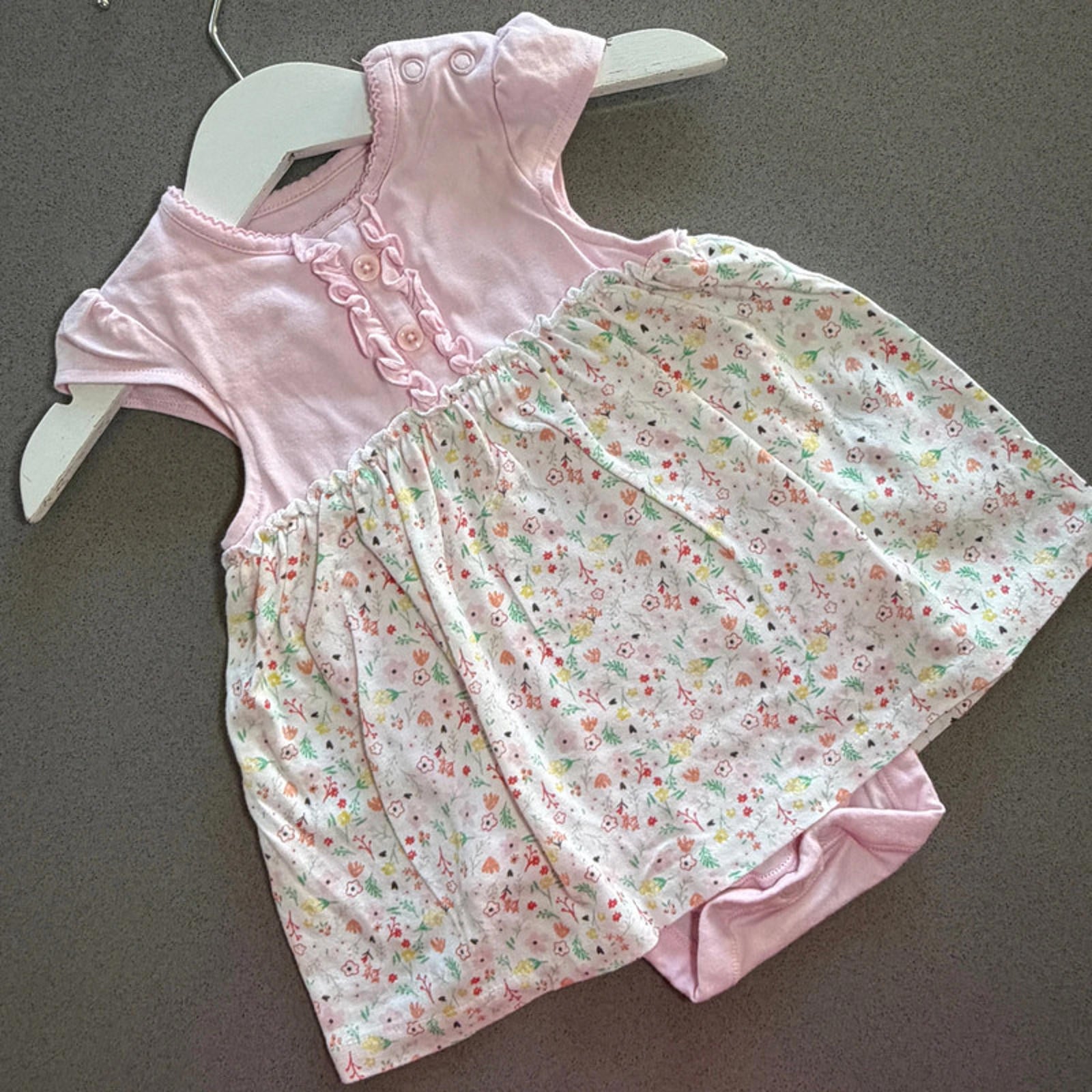 Baby Girl 0-3 months Nutmeg Pink Floral Dress with Integral Bodysuit (59 32)