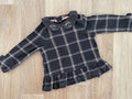 Baby Girl 3-6 months F&F Grey Pink Checked Long Sleeve Peplum Top (17 26)