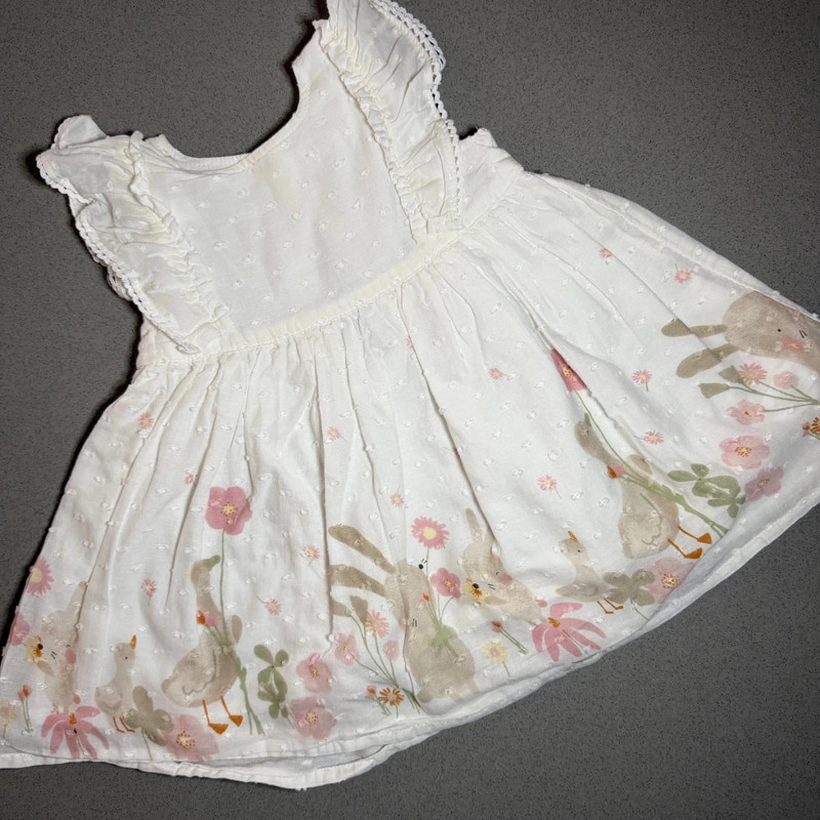 Baby Girl 3-6 months George White Lined Smart Dress with Ruffles (21 34)