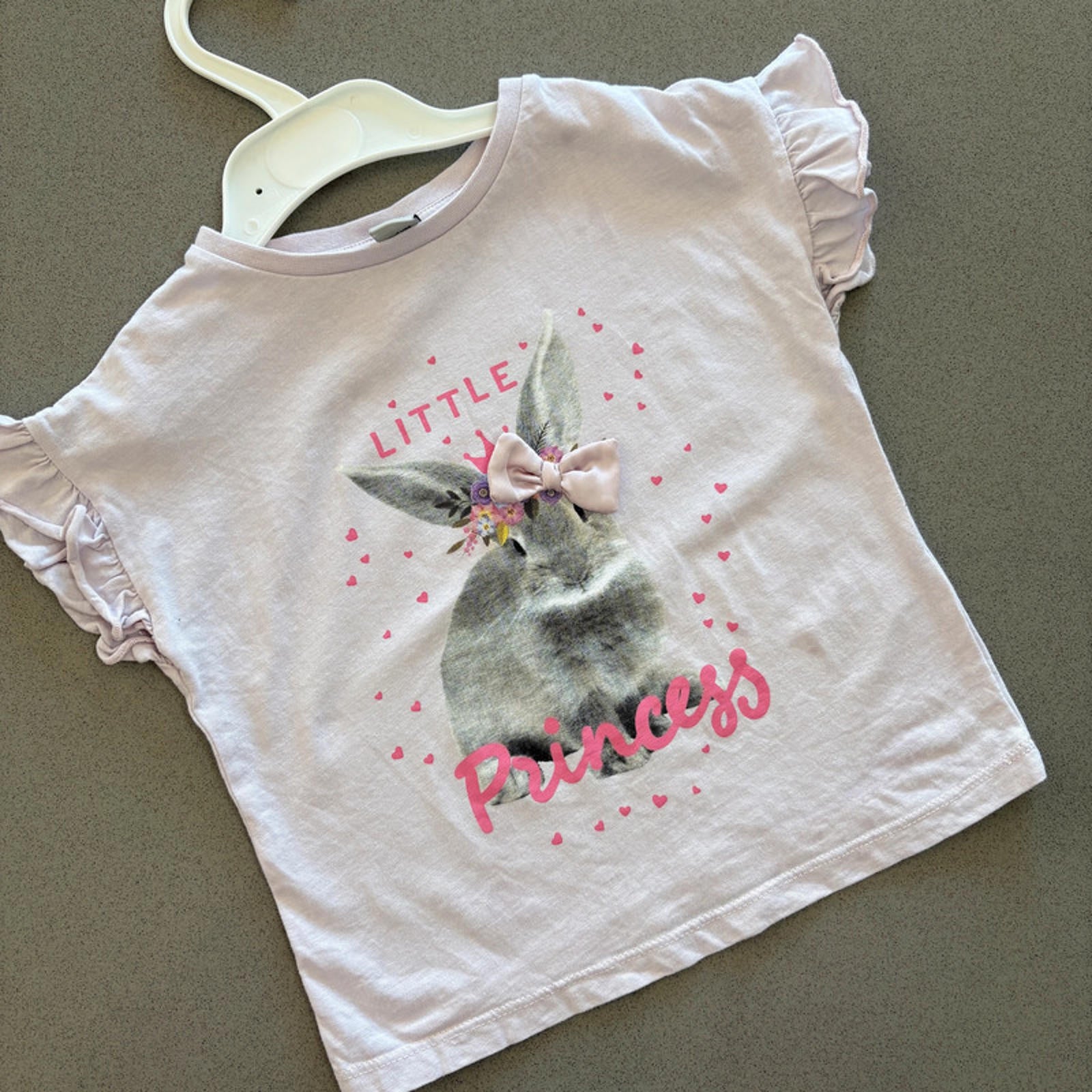 Girl age 3-4 years TU Lilac Short Sleeve Top T-shirt Princess Bunny (17 06)