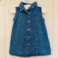 Baby Girl 3-6 months River Island Blue Denim Sleeveless Collared Dress (36 02)
