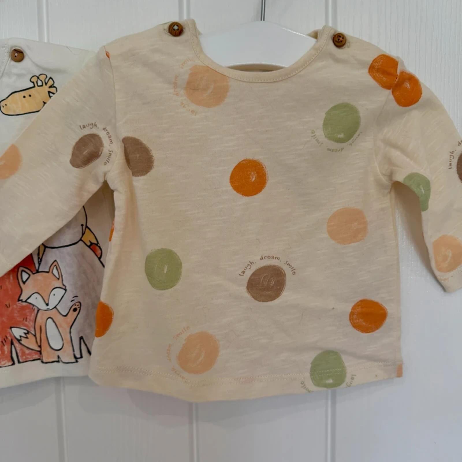 Baby Girl Boy 0-3 months Zara 2 Long Sleeve Tops T-shirts (42 06)