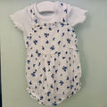 Baby Girl 0-3 months F&F White Blue Floral Summer Short Dungaree Set (57 16)