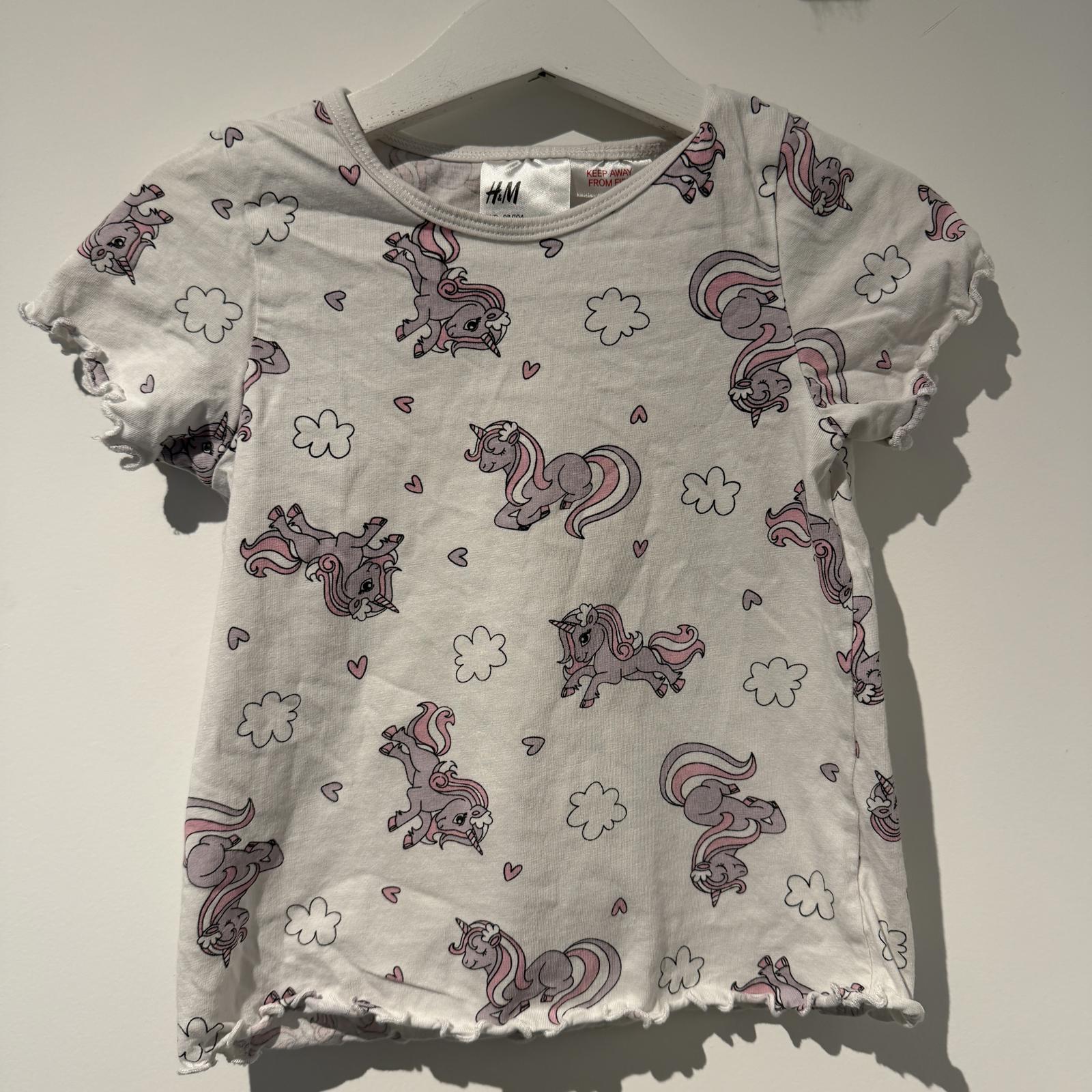 Girl age 2-4 years H&M White Lilac Uniform Short Sleeve T-shirt (33 15)