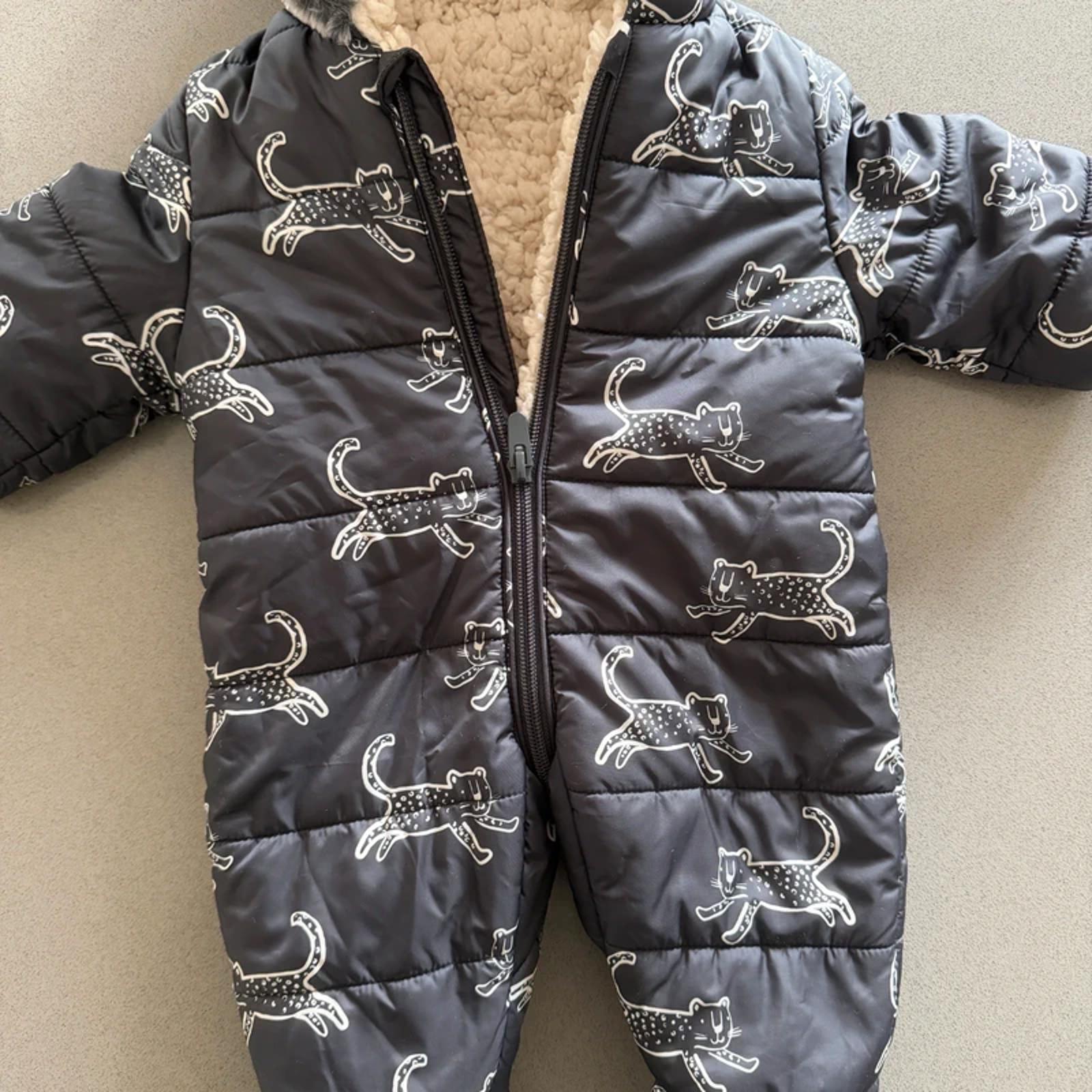 Baby Boy First Size 4.1 kg George Black Faux Fur Trim Snow Suit (35 14)