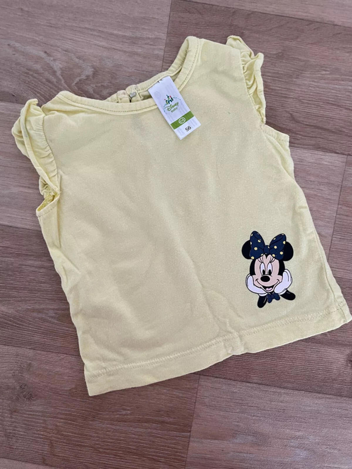 Baby Girl Newborn C&A Yellow Sleeveless Minnie Mouse Top T-shirt Ruffles (26 34)