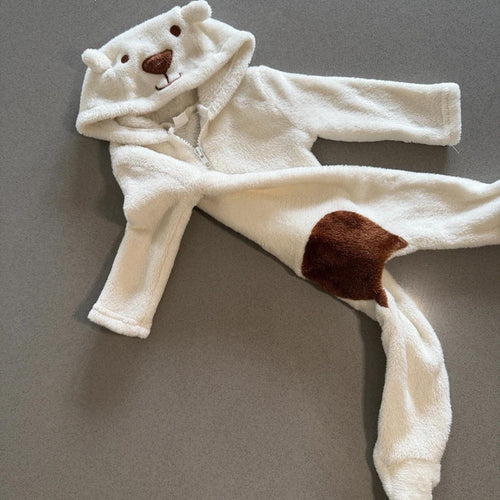 Baby Boy Girl Unisex 0-3 months White Bear Hooded Faux Fur Romper (36 07)