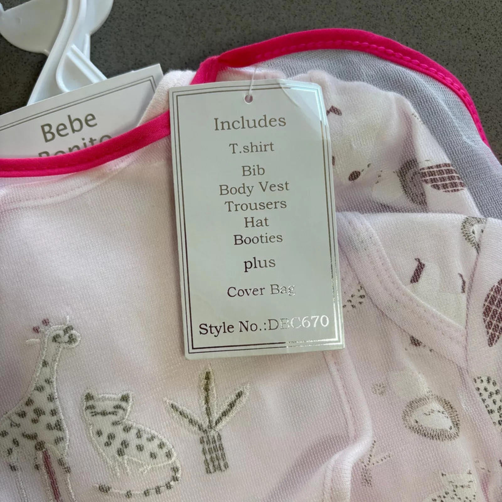 Baby Girl 3-6 months Bebe Bonito 6 Piece Layette Set Pink BNWT New (47 21)