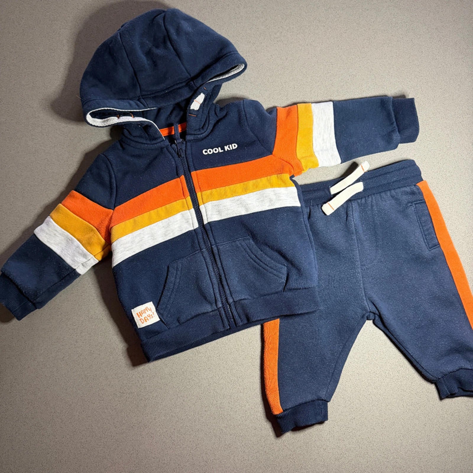 Baby Boy 0-3 months F&F Blue Cool Kid Hooded Zip Tracksuit Outfit (63 24)