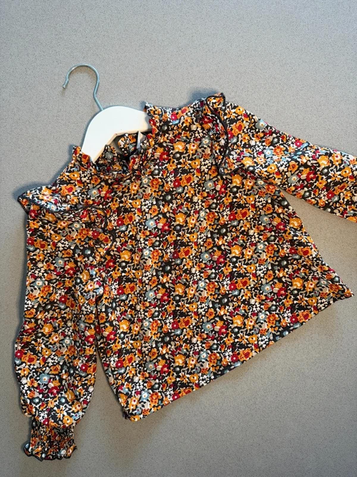 Baby Girl 18-24 months Shein Black Mustard Floral Blouse (51 07)
