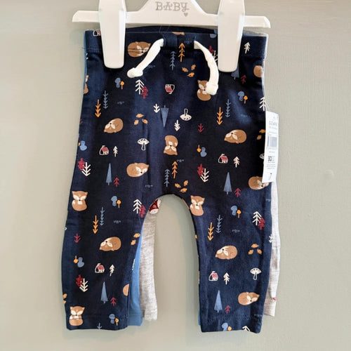 Baby Boy 0-3 months Matalan Set 3 Pairs Leggings Woodland Animals BNWT (16 33)