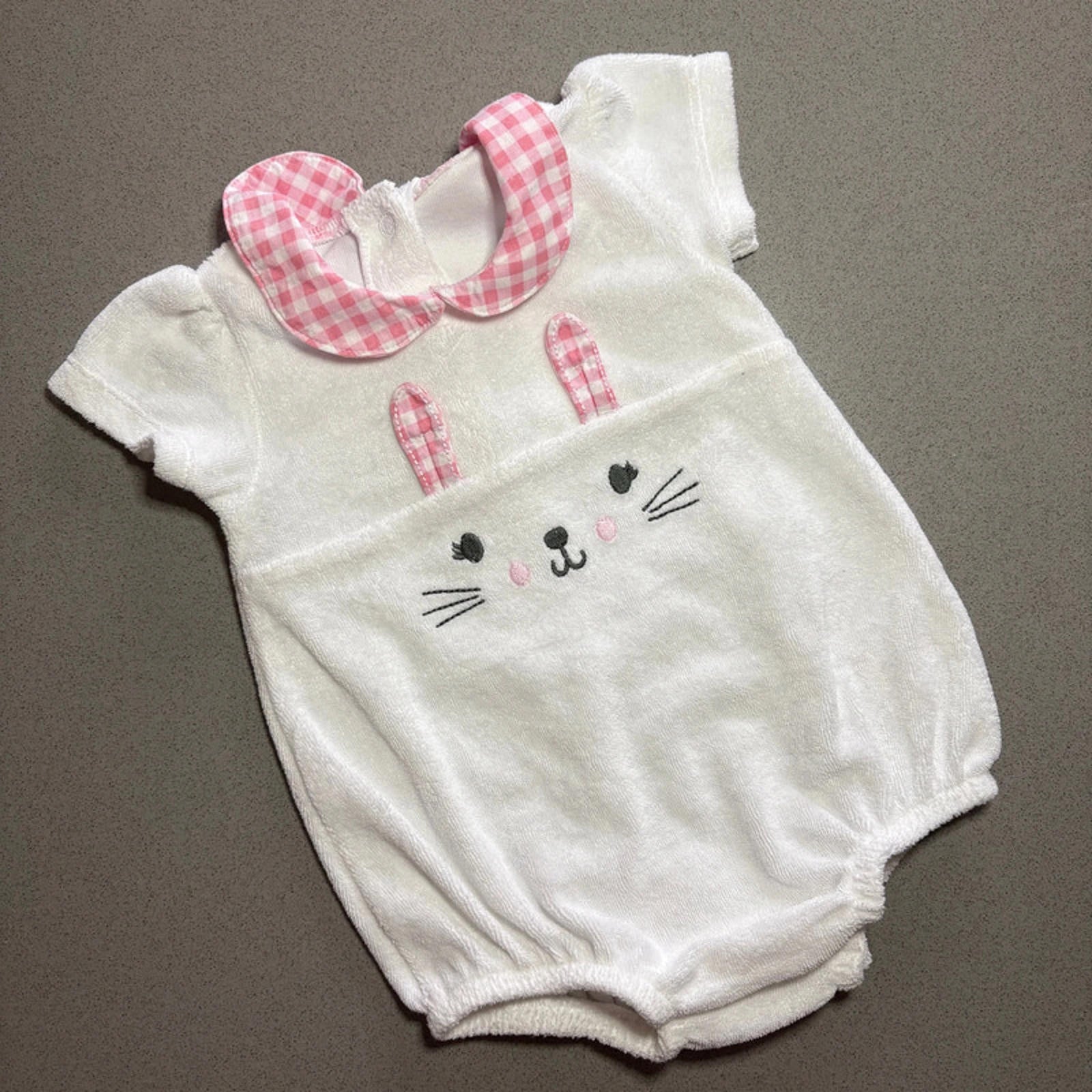 Baby Girl 0-3 months Nutmeg White Toweling Bunny Romper (44 32)