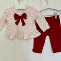 Baby Girl 3-6 months George Burgandy White Outfit with Bow (55 22)