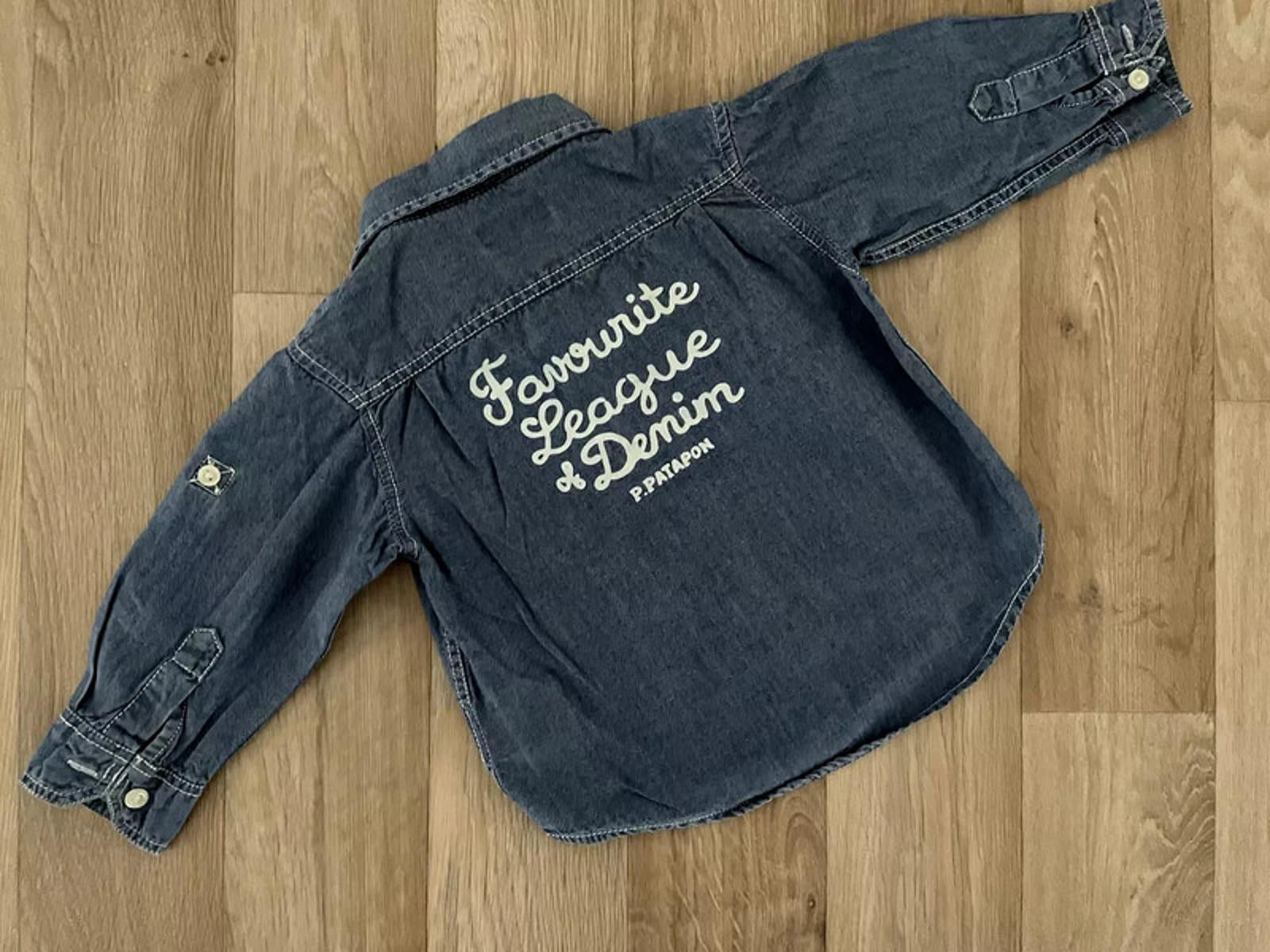 Baby Boy 12 months Petit Patapon Blue Long Sleeve Collared Denim Shirt (49 12)