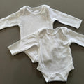 Baby Boy Girl Unisex 0-3 months Nutmeg 2 White Long Sleeve Bodysuits (59 29)
