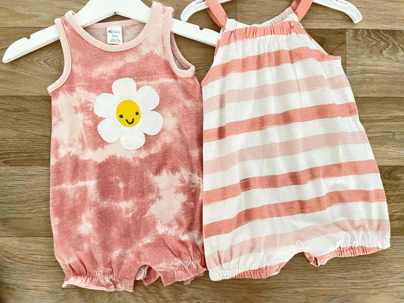 Baby Girl 0-3 months Pl Baby Set of 2 Pink Sleeveless Rompers  (20 26)