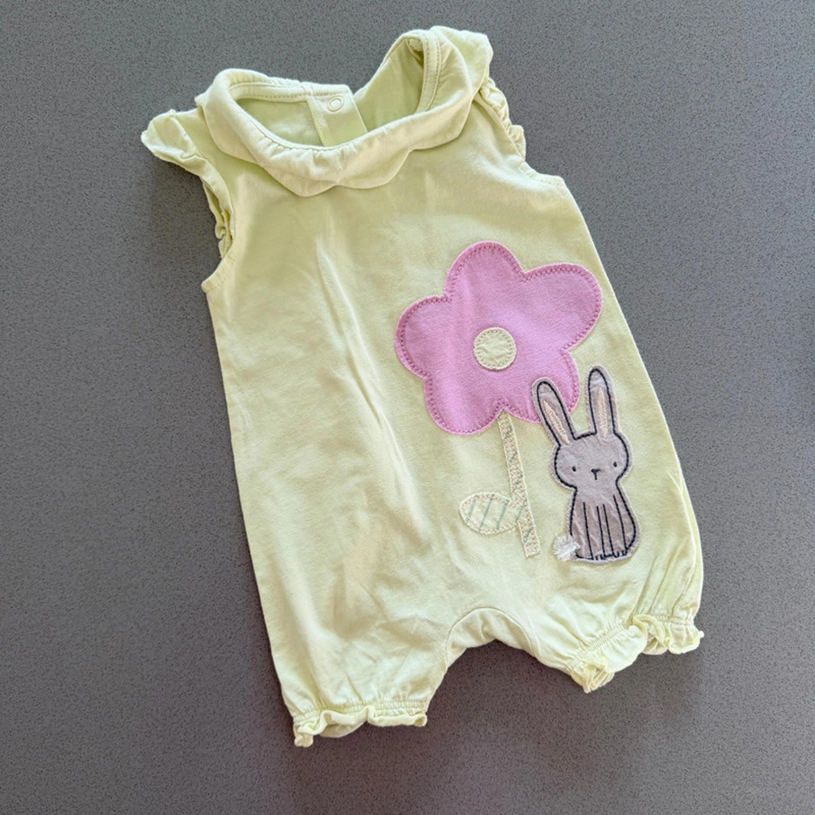 Baby Girl 0-3 months George Pink Sleeveless Romper Applique Bunny Flower (56 33)